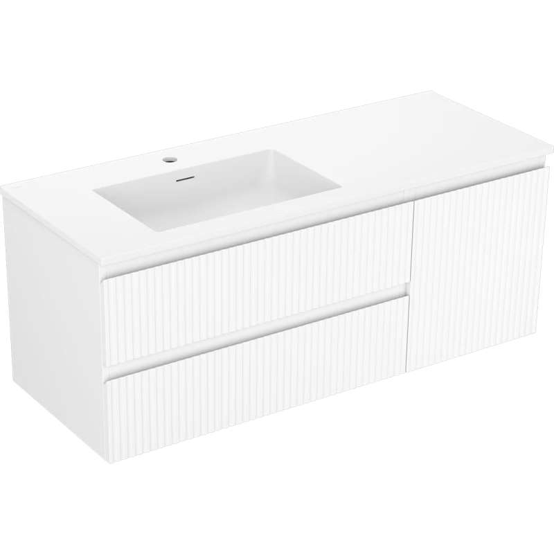 Servantskap med vask 120 cm hvit matt, Mexen Rivel Otis venstre - 91A23-12047-3-BBFFF01-W18L01