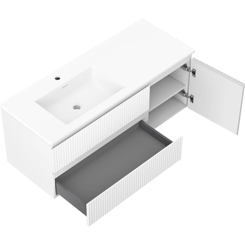 Servantskap med vask 120 cm hvit matt, Mexen Rivel Otis venstre - 91A23-12047-3-BBFFF01-W18L01