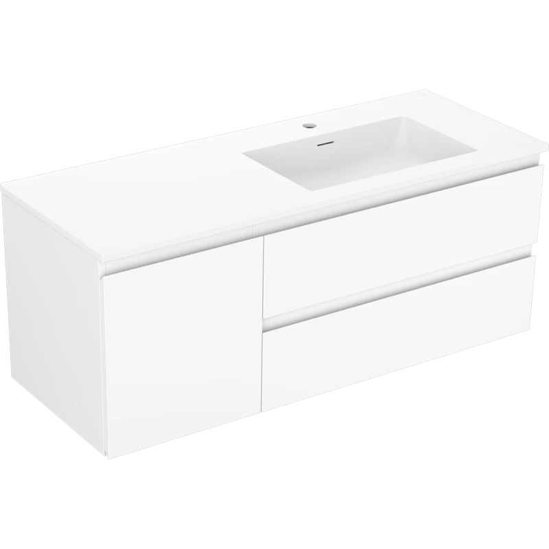 Servantskap med vask 120 cm hvit matt, Mexen Orio Otis høyre - 91A13-12047-3-BBFFF01-W18P01