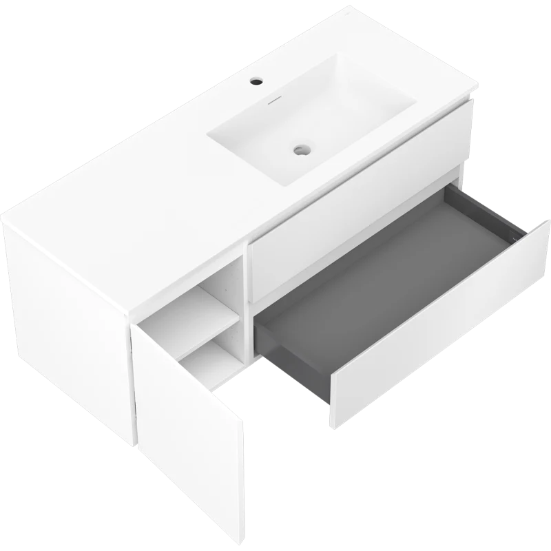 Servantskap med vask 120 cm hvit matt, Mexen Orio Otis høyre - 91A13-12047-3-BBFFF01-W18P01