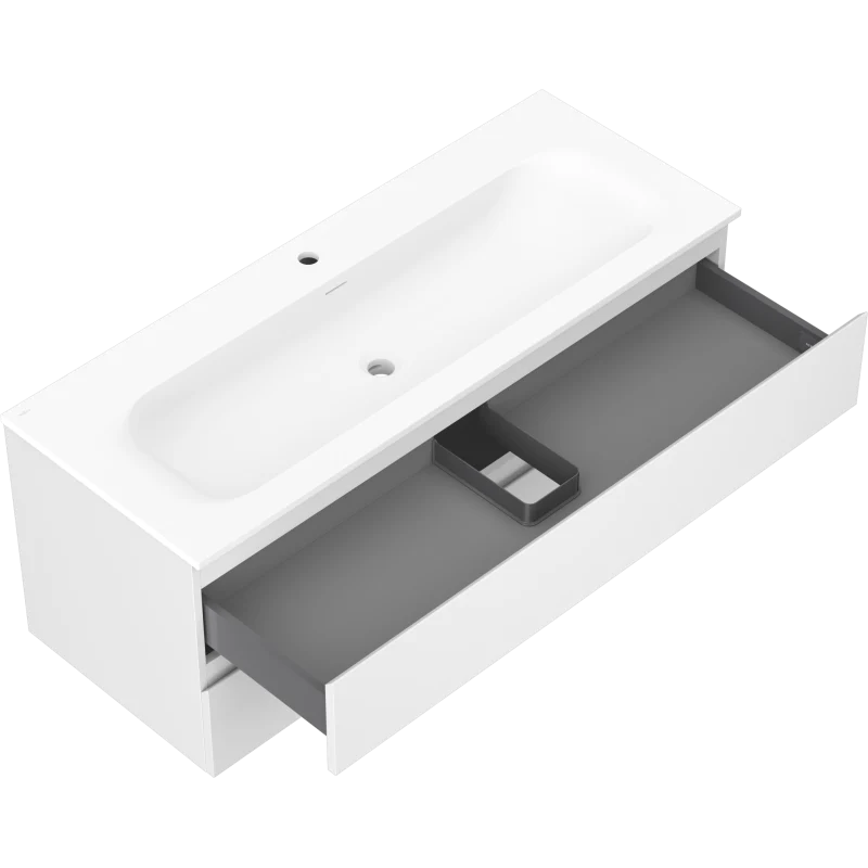 Servantskap med vask 120 cm hvit matt, 2 skuffer Mexen Orio - 91A10-12047-2-BFF01-W23M01
