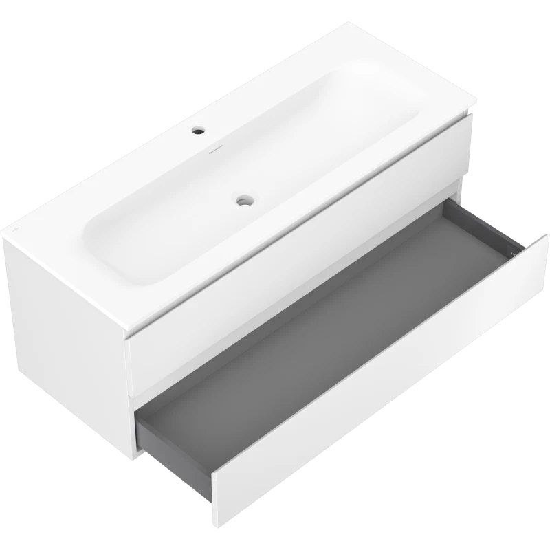 Servantskap med vask 120 cm hvit matt, 2 skuffer Mexen Orio - 91A10-12047-2-BFF01-W23M01