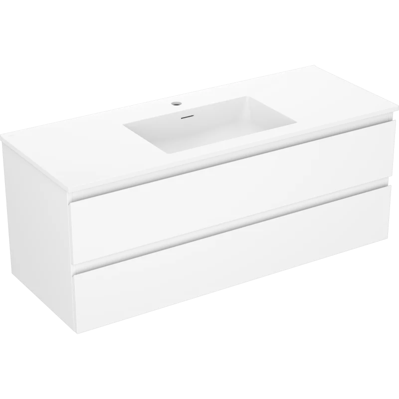 Servantskap med vask 120 cm hvit matt, 2 skuffer Mexen Orio - 91A10-12047-2-BFF01-W18M01
