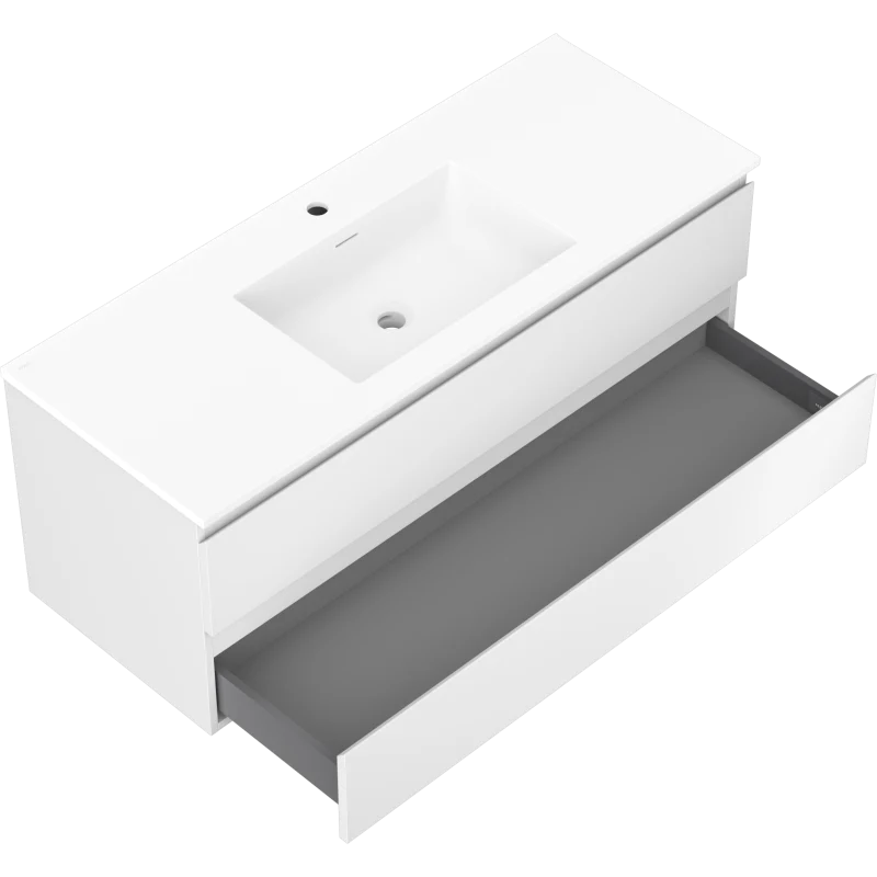 Servantskap med vask 120 cm hvit matt, 2 skuffer Mexen Orio - 91A10-12047-2-BFF01-W18M01