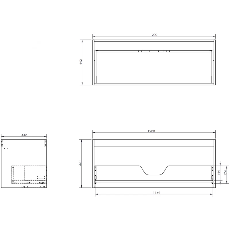 Servantskap med vask 120 cm hvit, vegghengt Mexen Rivel/Otis - 91A20-12047-1-BF01-W18M01