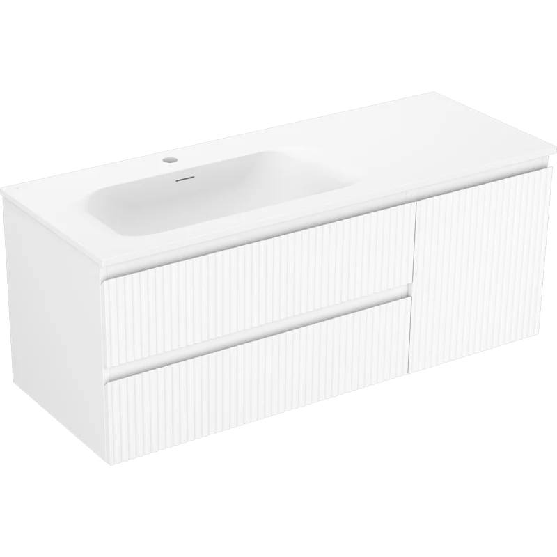 Servantskap med vask 120 cm Mexen Rivel Vela hvit matt, venstre - 91A23-12047-3-BBFFF01-W23L01