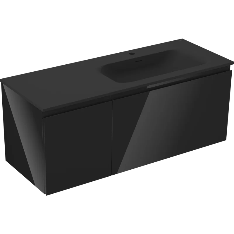 Servantskap med vask 120 cm svart høyglans/matt, Mexen Orio - 91A13-12047-3-BBFF70-W23P71