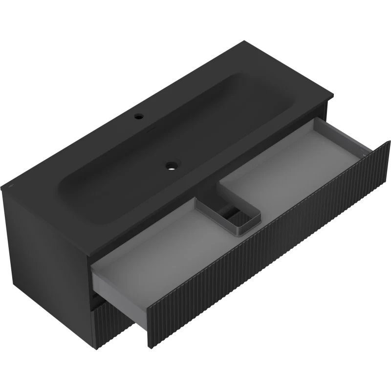 Servantskap med vask 120 cm svart matt, 2 skuffer Mexen Rivel - 91A20-12047-2-BFF71-W23M71