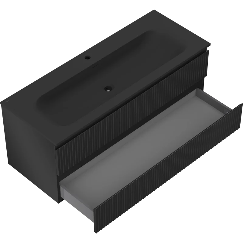 Servantskap med vask 120 cm svart matt, 2 skuffer Mexen Rivel - 91A20-12047-2-BFF71-W23M71