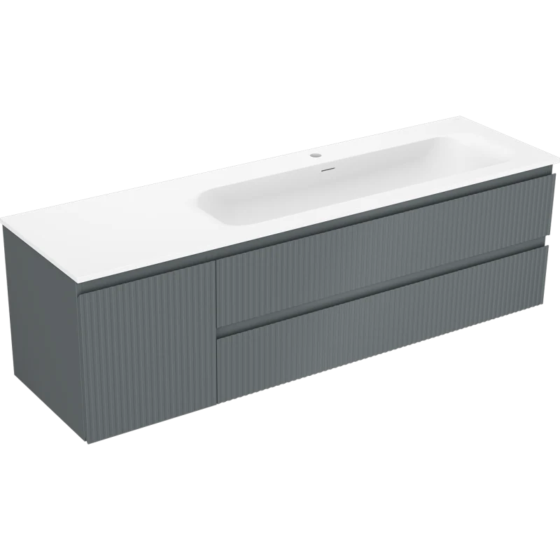 Servantskap med vask 160 cm grafitt/hvit matt, Mexen Rivel Vela høyre - 91A23-16047-3-BBFFF66-W23P01