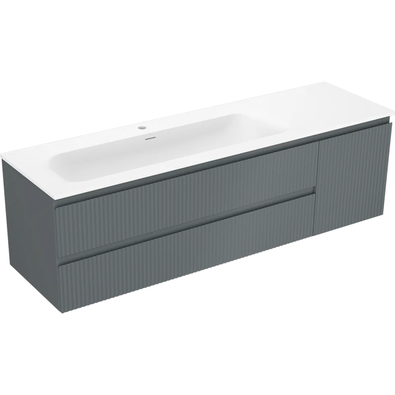 Servantskap med vask 160 cm grafitt/hvit matt, Mexen Rivel - 91A23-16047-3-BBFFF66-W23L01