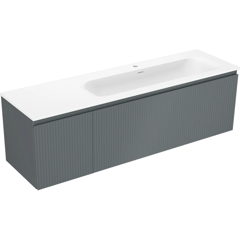 Servantskap med vask 160 cm grafitt/hvit matt, Mexen Rivel Vela høyre - 91A23-16047-3-BBFF66-W23P01