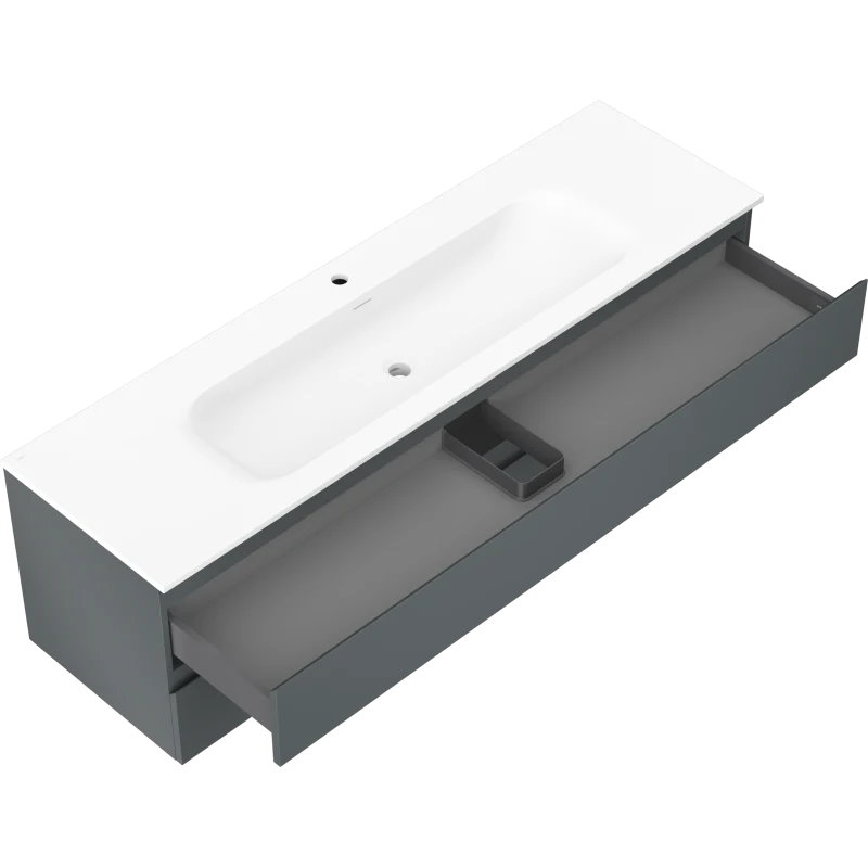 Servantskap med vask 160 cm grafitt/hvit matt, 2 skuffer Mexen Orio - 91A10-16047-2-BFF66-W23M01