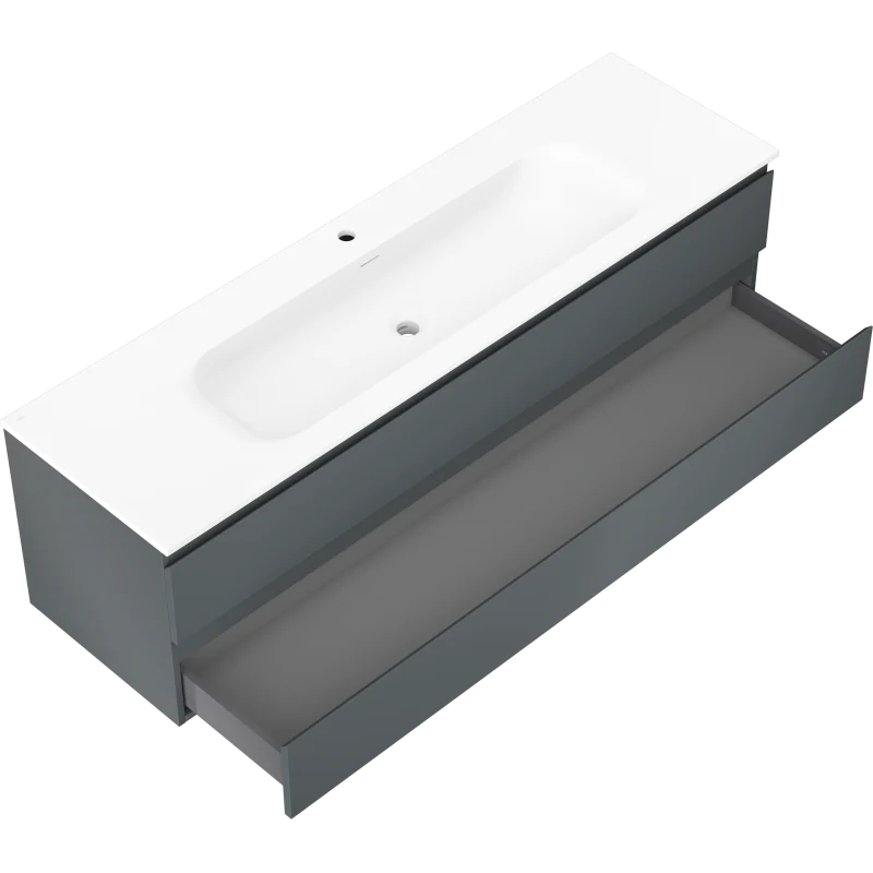 Servantskap med vask 160 cm grafitt/hvit matt, 2 skuffer Mexen Orio - 91A10-16047-2-BFF66-W23M01