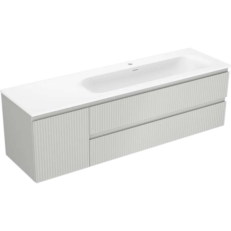 Servantskap med vask 160 cm grå/hvit matt, Mexen Rivel Vela høyre - 91A23-16047-3-BBFFF62-W23P01