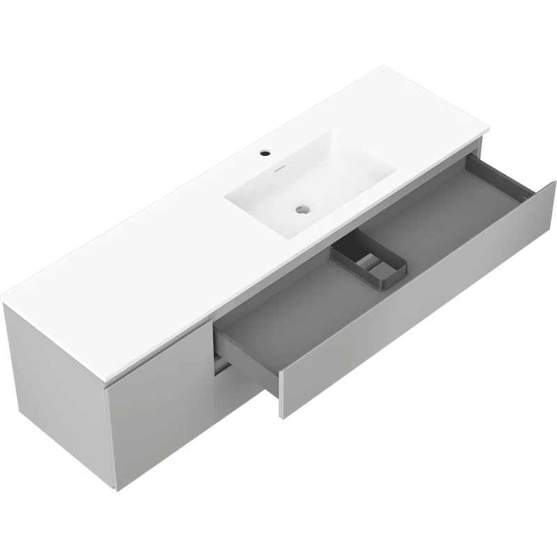 Servantskap med vask 160 cm grå/hvit matt, Mexen Orio - 91A13-16047-3-BBFFF62-W18P01