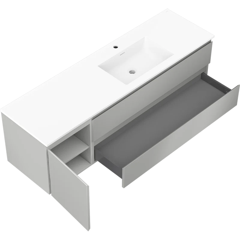 Servantskap med vask 160 cm grå/hvit matt, Mexen Orio - 91A13-16047-3-BBFFF62-W18P01