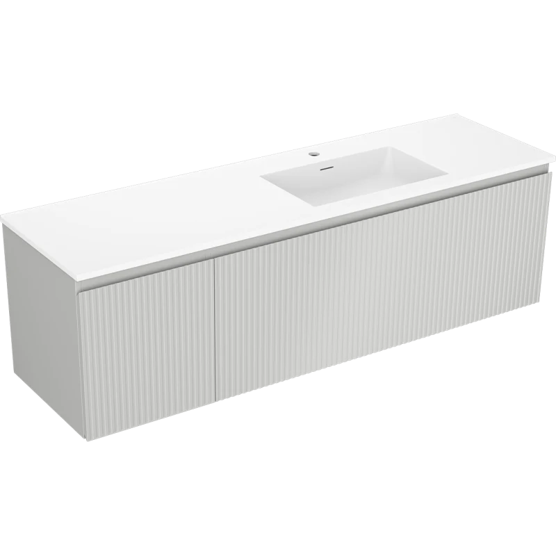 Servantskap med vask 160 cm grå/hvit matt, Mexen Rivel - 91A23-16047-3-BBFF62-W18P01