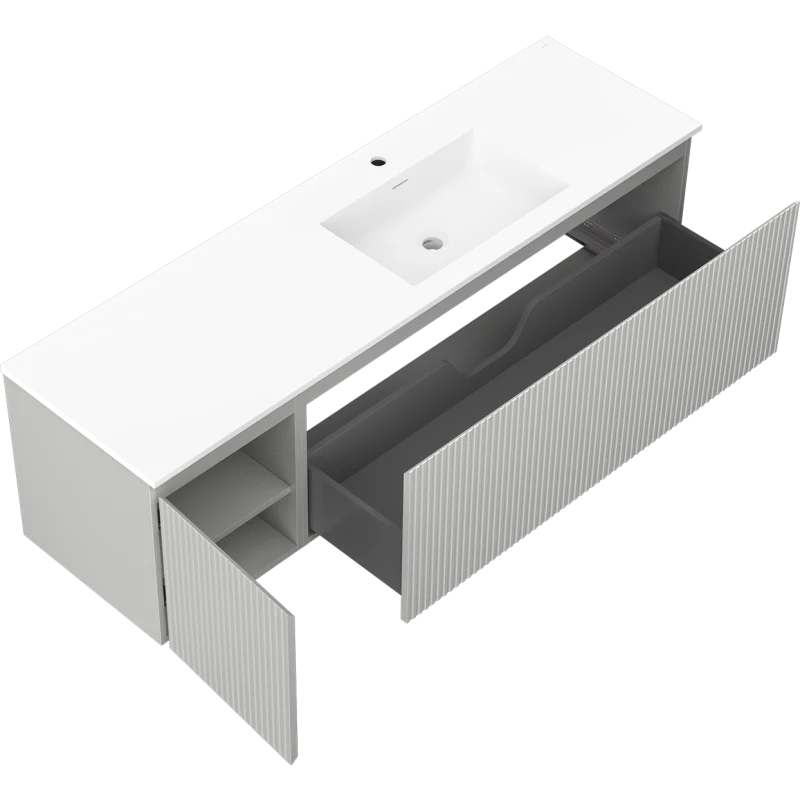 Servantskap med vask 160 cm grå/hvit matt, Mexen Rivel - 91A23-16047-3-BBFF62-W18P01