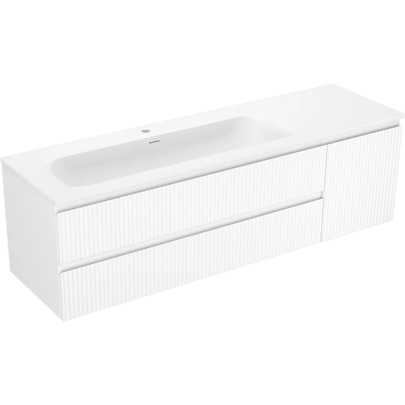 Servantskap med vask 160 cm hvit matt, Mexen Rivel Vela venstre - 91A23-16047-3-BBFFF01-W23L01