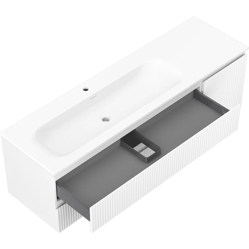 Servantskap med vask 160 cm hvit matt, Mexen Rivel Vela venstre - 91A23-16047-3-BBFFF01-W23L01