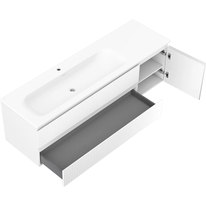 Servantskap med vask 160 cm hvit matt, Mexen Rivel Vela venstre - 91A23-16047-3-BBFFF01-W23L01