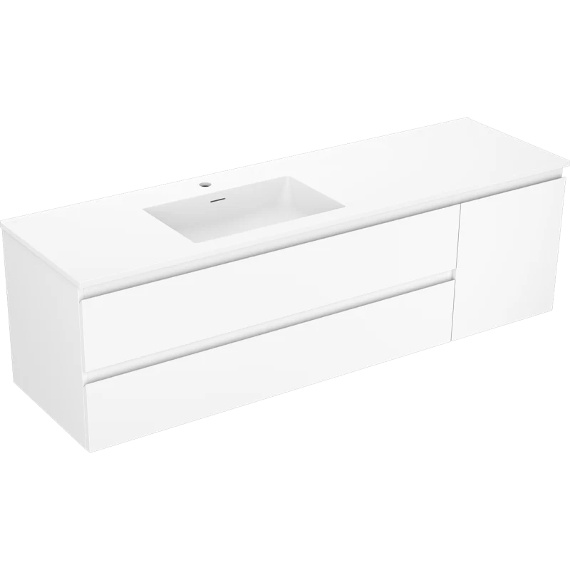 Servantskap med vask 160 cm hvit matt, Mexen Orio Otis venstre - 91A13-16047-3-BBFFF01-W18L01