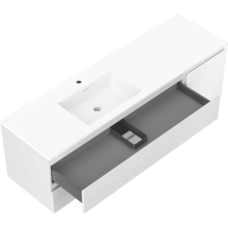Servantskap med vask 160 cm hvit matt, Mexen Orio Otis venstre - 91A13-16047-3-BBFFF01-W18L01