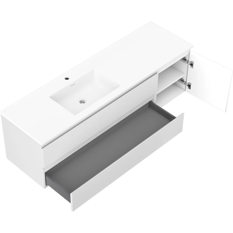 Servantskap med vask 160 cm hvit matt, Mexen Orio Otis venstre - 91A13-16047-3-BBFFF01-W18L01