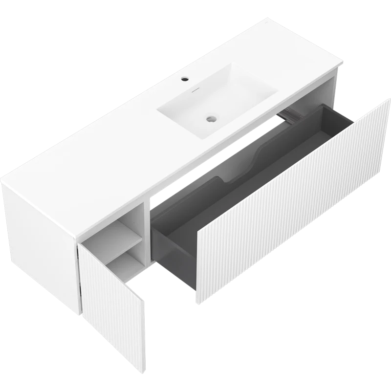Servantskap med vask 160 cm hvit matt, Mexen Rivel/Otis høyre - 91A23-16047-3-BBFF01-W18P01