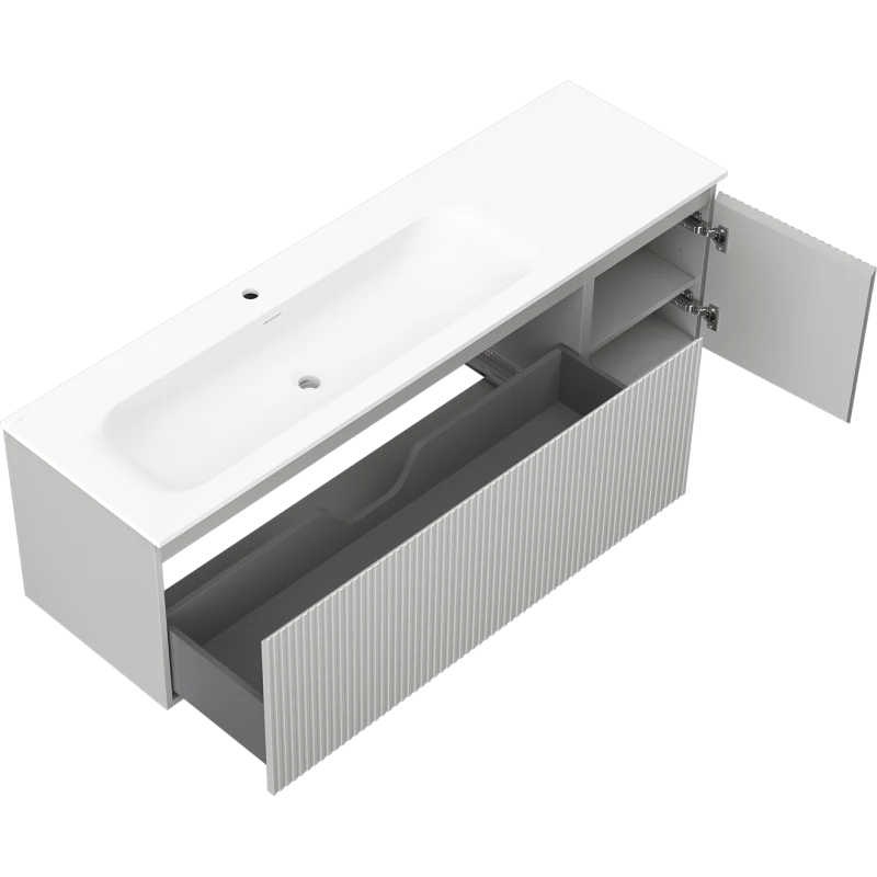 Servantskap med vask 160 cm grå matt, Mexen Rivel Vela venstre - 91A23-16047-3-BBFF62-W23L01