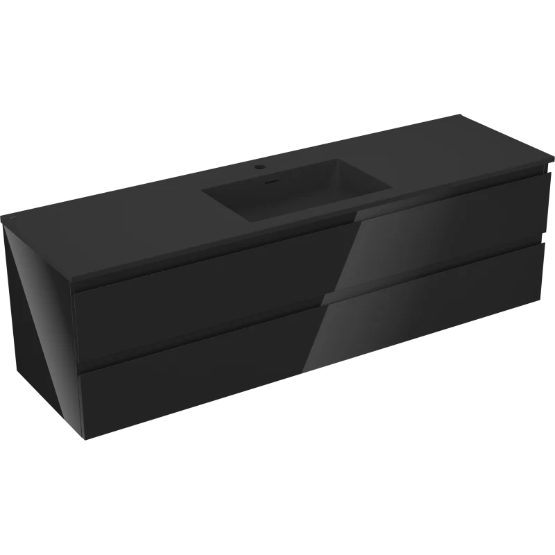Servantskap med vask 160 cm svart, hengende Mexen Orio/Otis - 91A10-16047-2-BFF70-W18M71