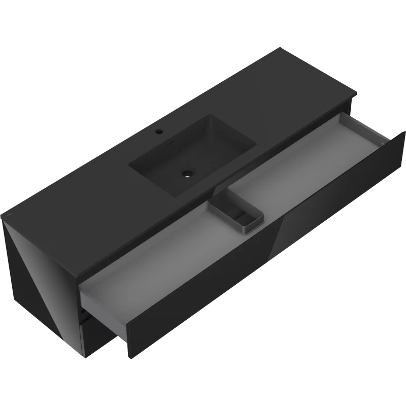 Servantskap med vask 160 cm svart, hengende Mexen Orio/Otis - 91A10-16047-2-BFF70-W18M71