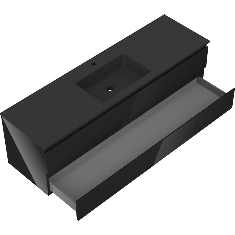Servantskap med vask 160 cm svart, hengende Mexen Orio/Otis - 91A10-16047-2-BFF70-W18M71