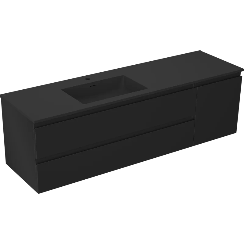 Servantskap med vask 160 cm svart matt, Mexen Orio Otis venstre - 91A13-16047-3-BBFFF71-W18L71