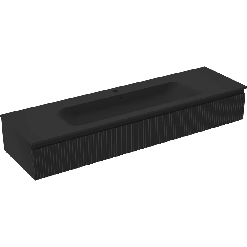 Servantskap med vask 160 cm svart matt, 1 skuff Mexen Rivel - 91A20-16023-1-BF71-W23M71