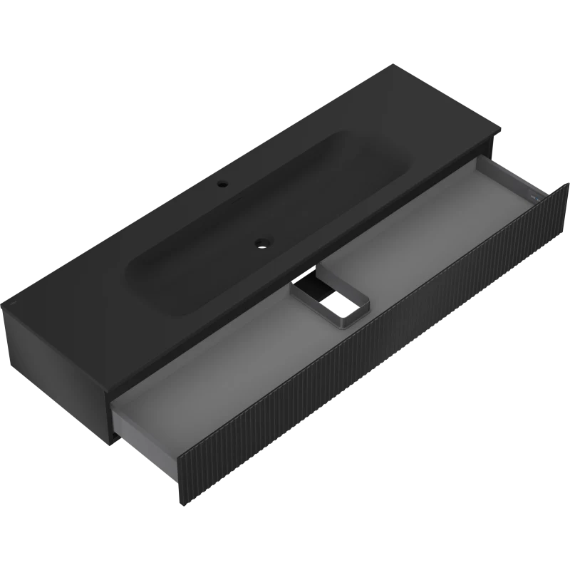 Servantskap med vask 160 cm svart matt, 1 skuff Mexen Rivel - 91A20-16023-1-BF71-W23M71