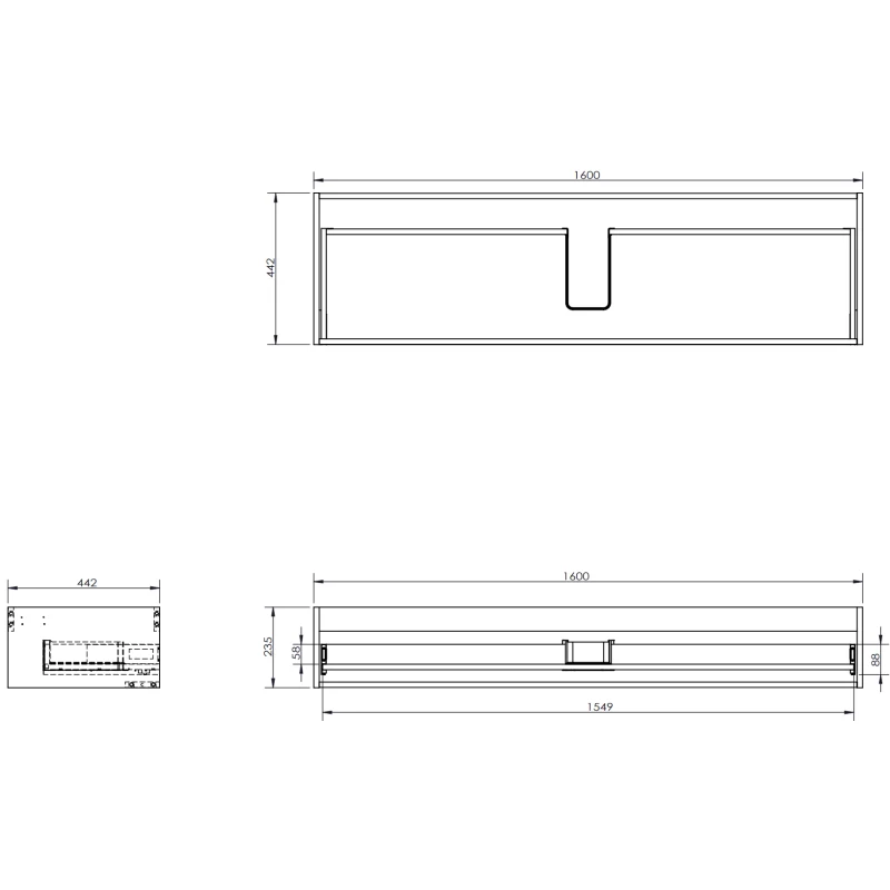 Servantskap med vask 160 cm svart matt, 1 skuff Mexen Rivel - 91A20-16023-1-BF71-W23M71