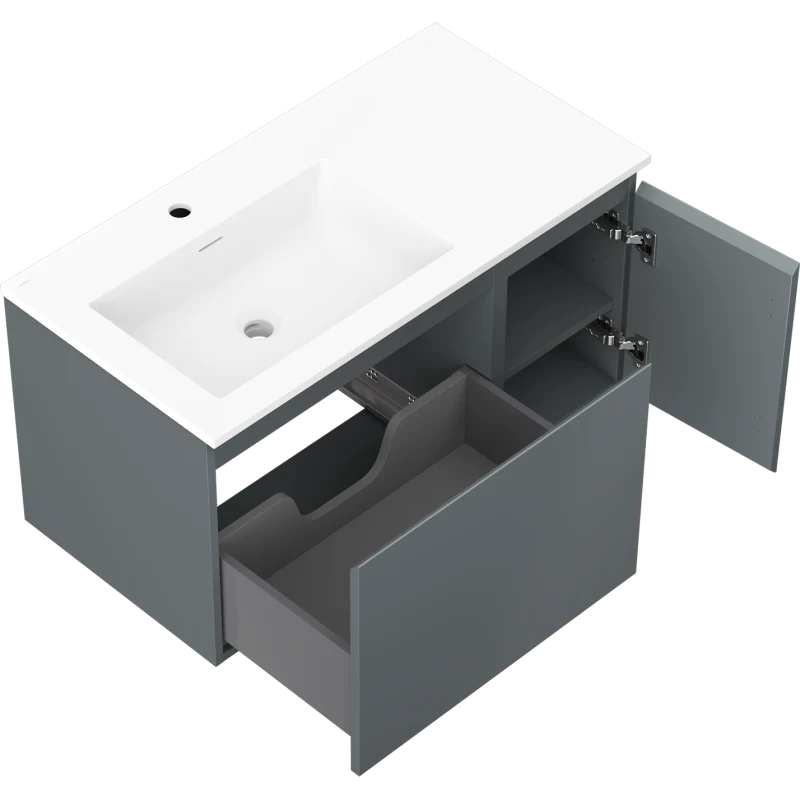 Servantskap med vask 90 cm graffit/hvit matt, Mexen Orio - 91A13-09047-3-BBFF66-W18L01