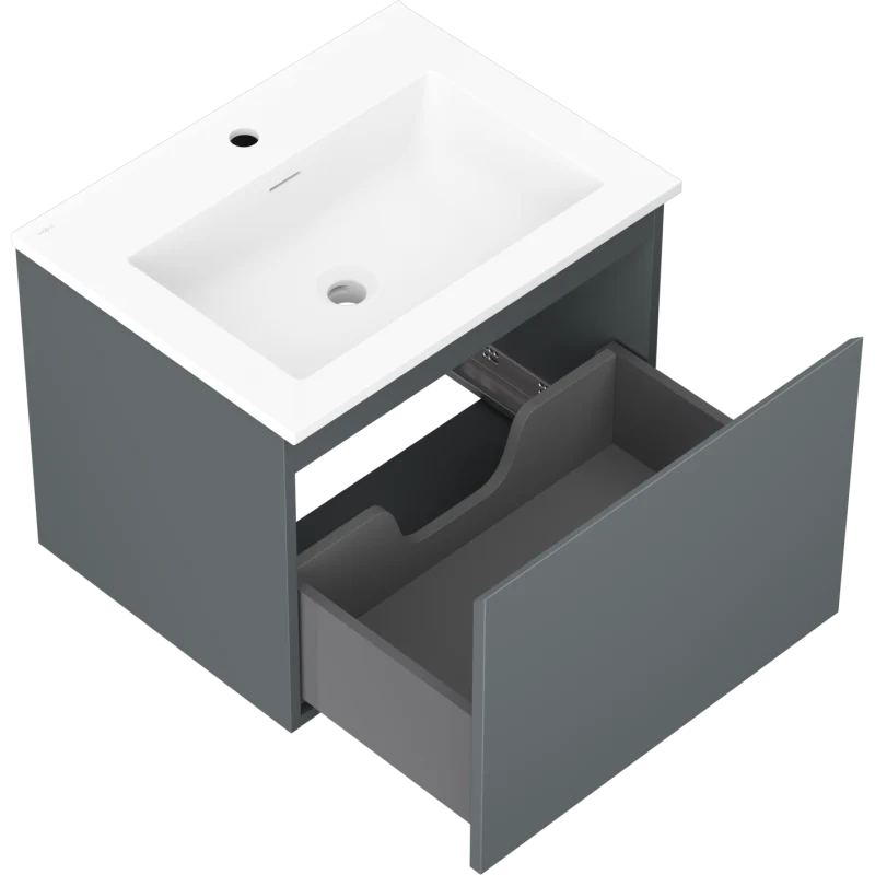 Servantskap med vask 60 cm graffit/hvit matt, 1 skuff Mexen Orio - 91A10-06047-1-BF66-W18M01