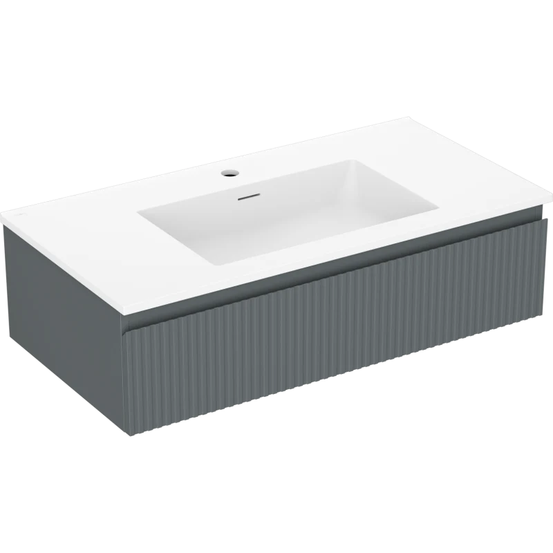 Servantskap med vask 90 cm graffit/hvit matt, 1 skuff Mexen Rivel - 91A20-09023-1-BF66-W18M01