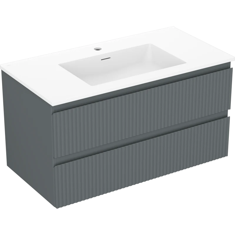 Servantskap med vask 90 cm graffit/hvit matt, 2 skuffer Mexen Rivel - 91A20-09047-2-BFF66-W18M01