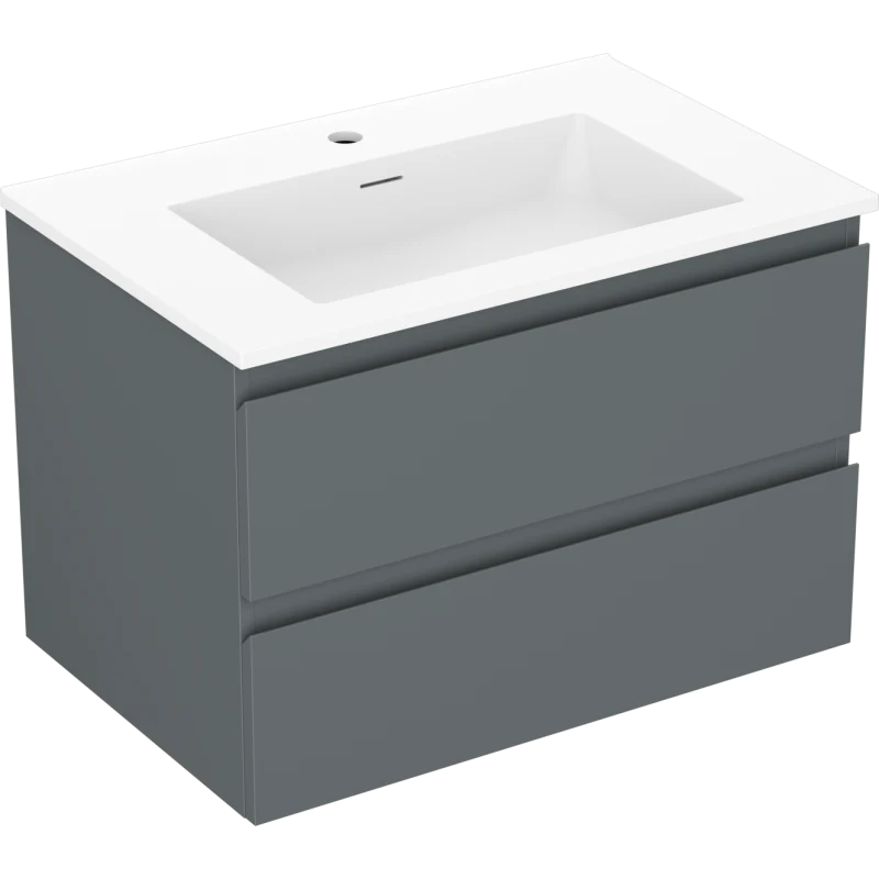Servantskap med vask 70 cm, graffit/hvit matt, 2 skuffer Mexen Orio - 91A10-07047-2-BFF66-W18M01