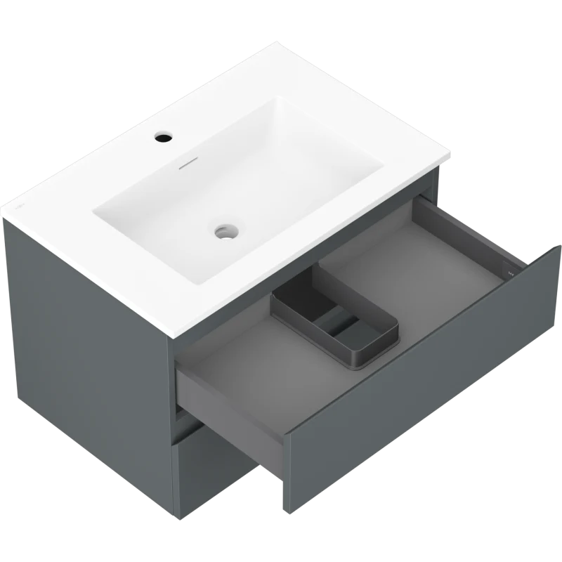 Servantskap med vask 70 cm, graffit/hvit matt, 2 skuffer Mexen Orio - 91A10-07047-2-BFF66-W18M01