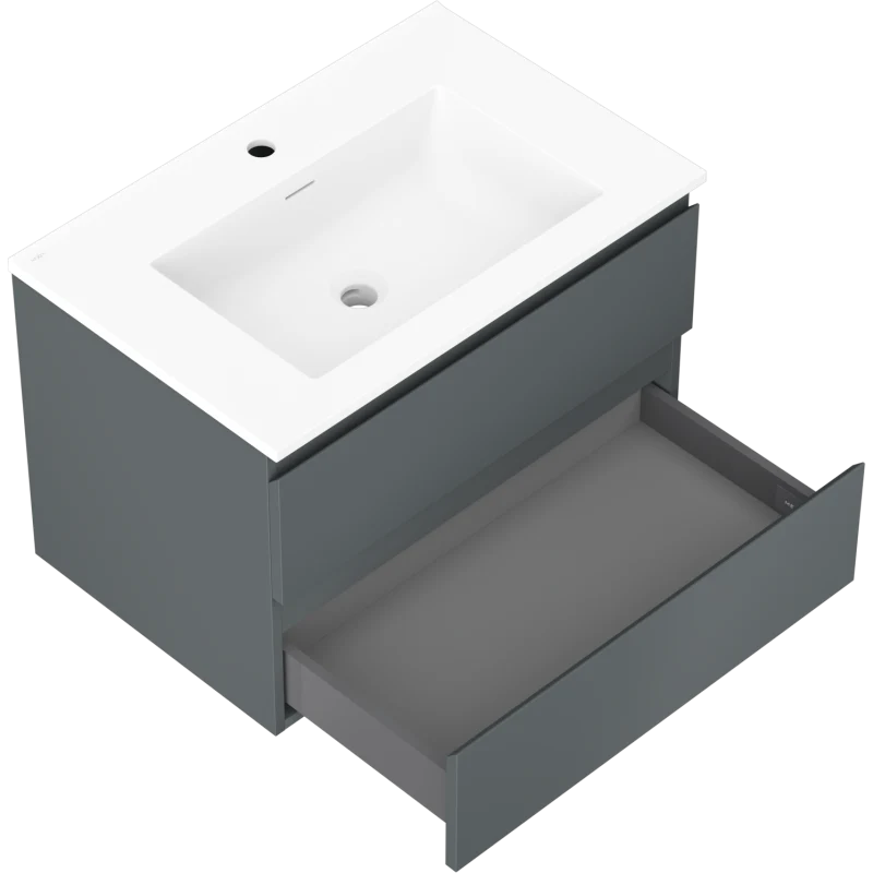 Servantskap med vask 70 cm, graffit/hvit matt, 2 skuffer Mexen Orio - 91A10-07047-2-BFF66-W18M01