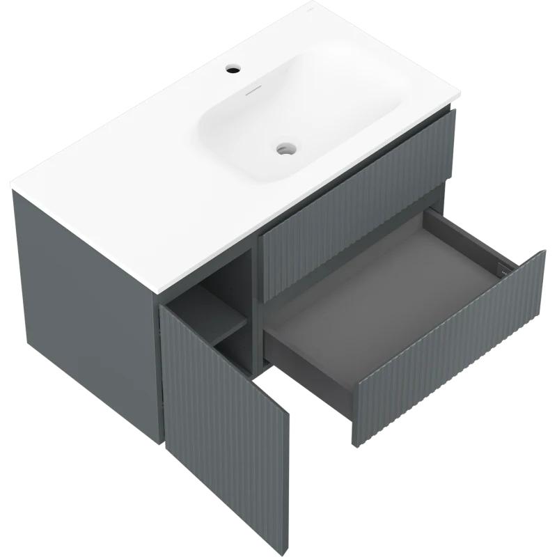 Servantskap med vask 90 cm grafitt/hvit matt, Mexen Rivel - 91A23-09047-3-BBFFF66-W23P01