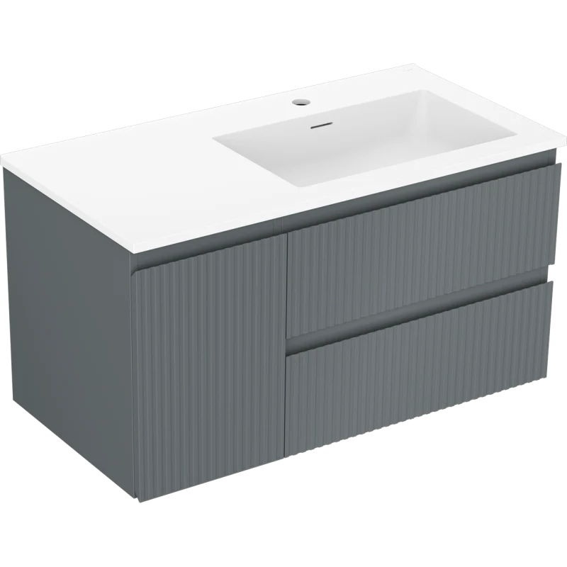 Servantskap med vask 90 cm grafitt/hvit matt, Mexen Rivel - 91A23-09047-3-BBFFF66-W18P01