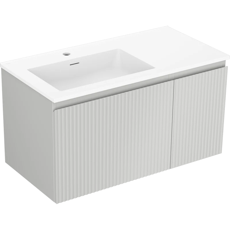 Servantskap med vask 90 cm grå/hvit matt, Mexen Rivel Otis venstre - 91A23-09047-3-BBFF62-W18L01