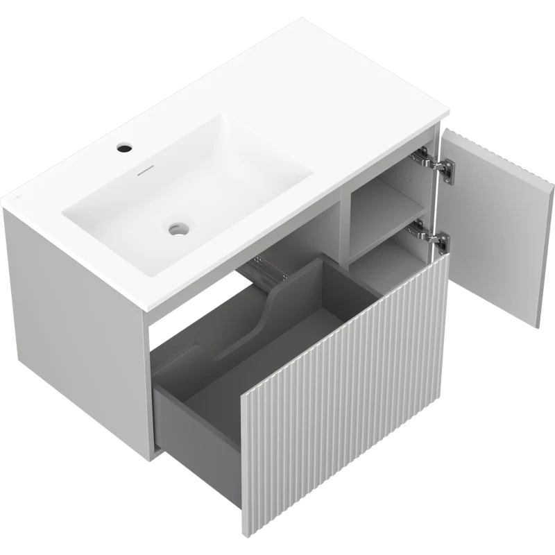 Servantskap med vask 90 cm grå/hvit matt, Mexen Rivel Otis venstre - 91A23-09047-3-BBFF62-W18L01