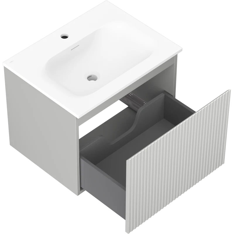 Servantskap med vask 60 cm grå/hvit matt, Mexen Rivel, 1 skuff - 91A20-06047-1-BF62-W23M01